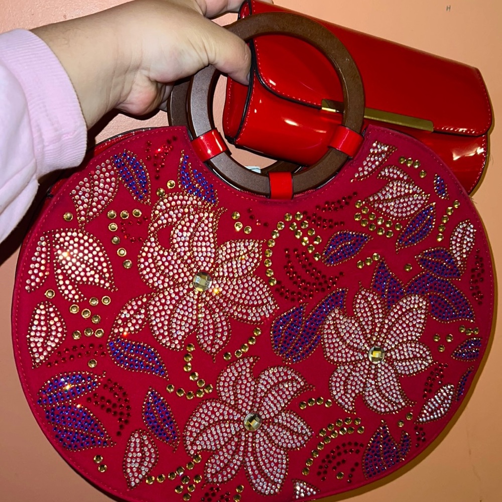 Red purse with red wallet for sale. Brand New Never Used